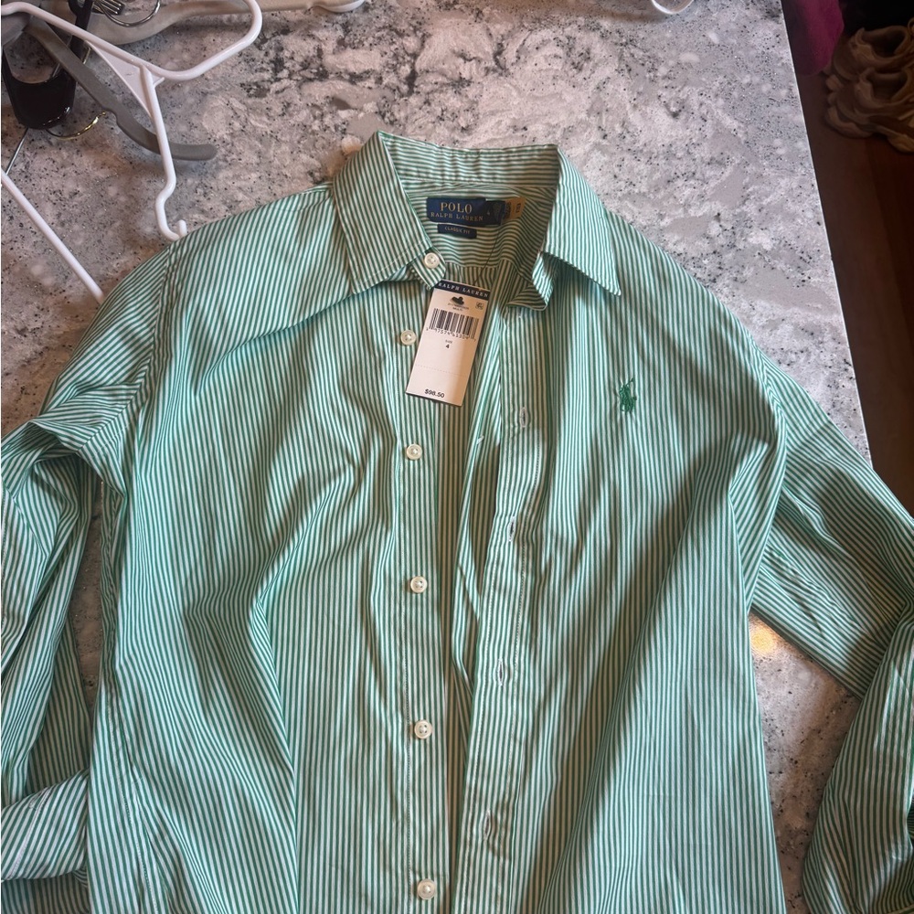 Polo by Ralph Lauren Mint Striped Button Down Shirt